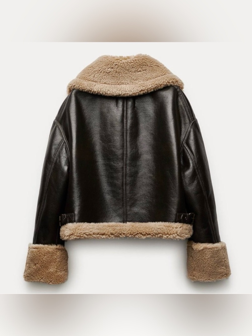 Zara Faux Leather Shearling Aviator Jacket | XS | NWT - Picture 4 of 10